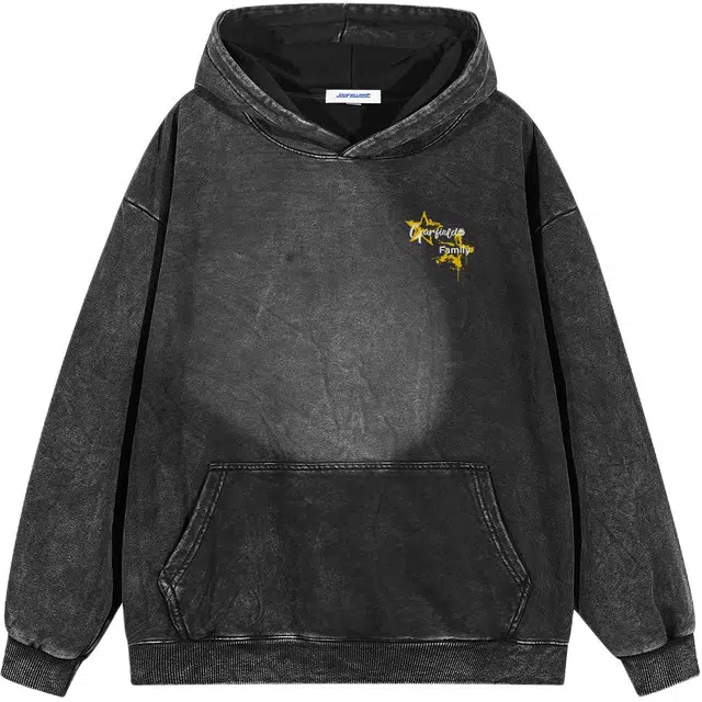 加菲猫家族 美式经典复古字母五角星印花潮流运动废土风宽松休闲通勤百搭上衣无性别主义套头连帽落肩袖卫衣 男女同款