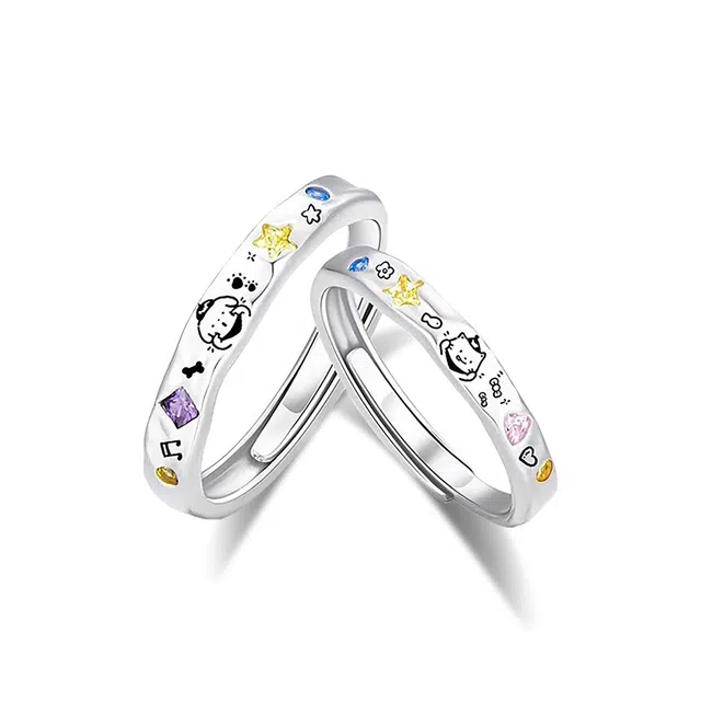 【S999纯银|恋爱告白】 佐卡伊 猫狗日记对戒 可爱萌宠甜蜜浪漫高级感小众设计开口可调节简约百搭#好运 足银 戒指 男女同款情侣款