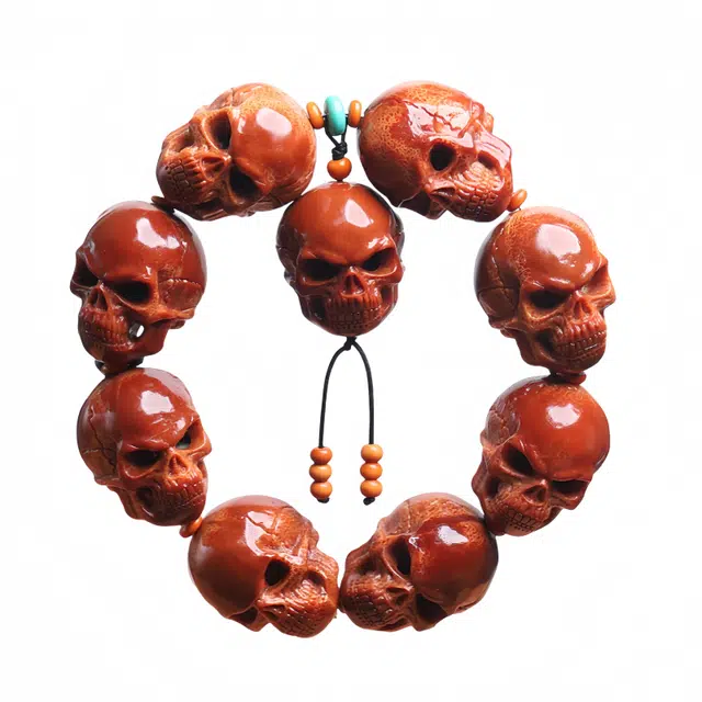 宣华意 骷髅头路路通手工核雕盘玩手把件#好运 橄榄核 手串 男款