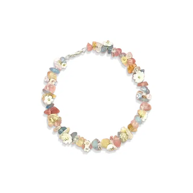 前方大荒野 多巴胺 甜美小花碎石森系小清新多彩日常通勤百搭轻奢时尚小众设计精致气质#好运 菩提根 手链 女款