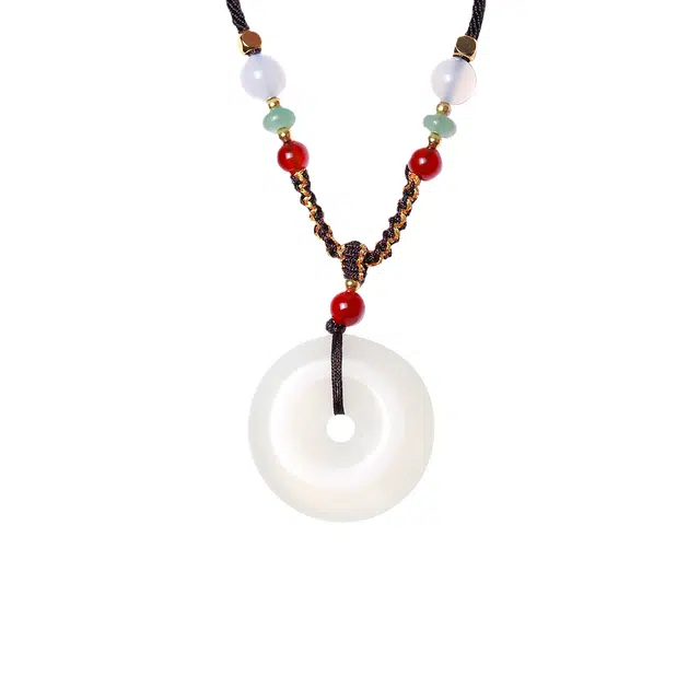 梨云暮雪 精选高品质 梦幻白月光款平安扣 圆满和谐 项链 设计款鸿运手编绳#好运天然 玉髓 吊坠 男女同款情侣款