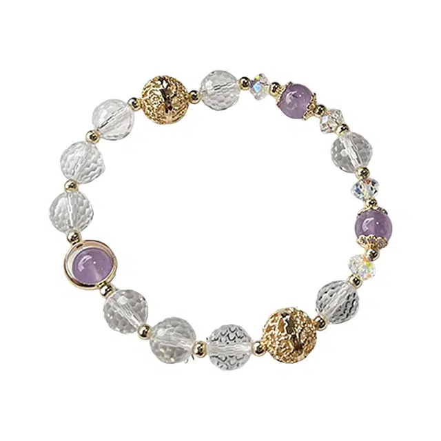 陌阡雪 【紫晶映雪】净化能量 转运纳福 紫定上岸 小众轻奢时尚设计 日常小清新显白百搭高级感#好运天然 白水晶 手串 女款