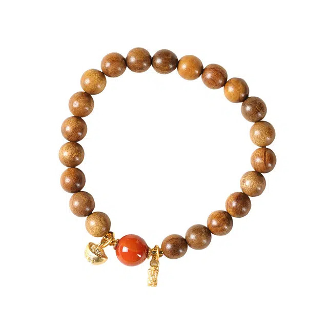 岁月静好 招财吞金兽貔貅 元宝 八方来财 新中式国潮风复古文艺转运 文玩盘玩佛珠#好运 楠木 手串 男女同款情侣款