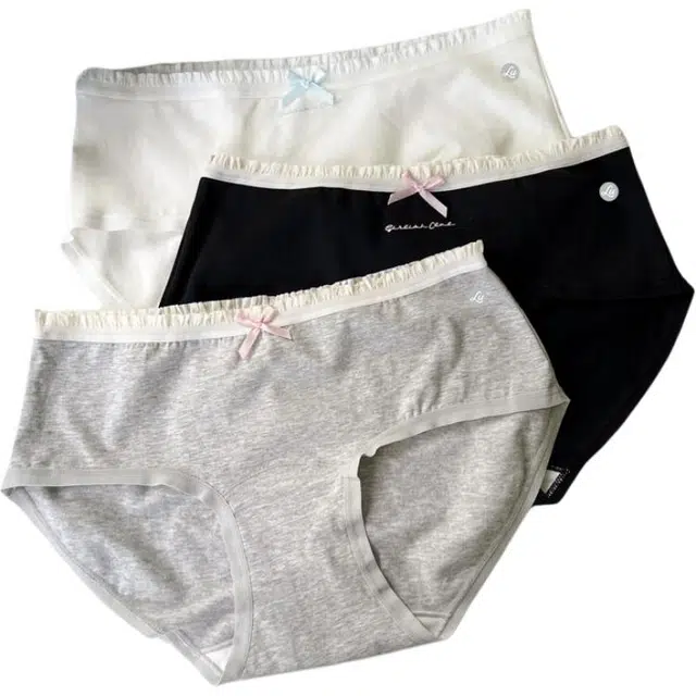 潞优野 纯棉透气加长裆无痕包臀可爱少女蝴蝶结底裤纯色亲肤舒适三角内裤 女款