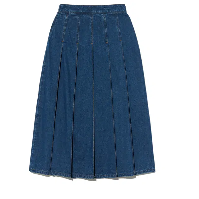 MARITHE FRANCOIS GIRBAUD W DENIM PLEATS SKIRT