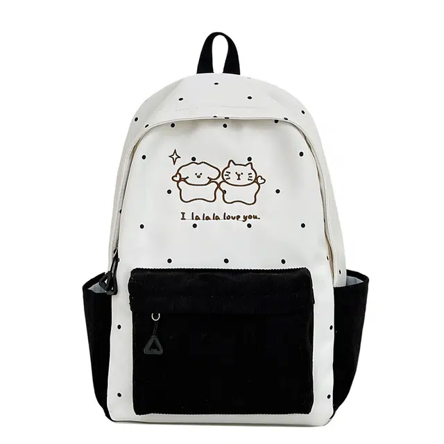 帕克熊 撞色可爱卡通印花学生简约 尼龙 书包背包双肩包 女款 多色