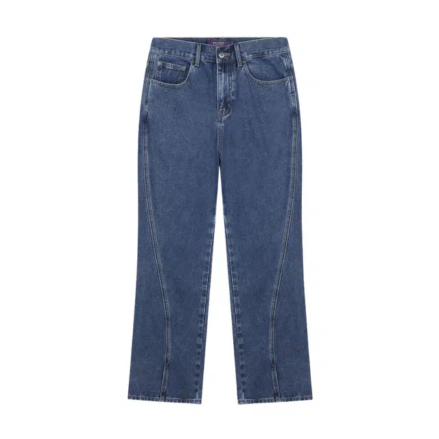 BESLOW FRONT SLIT DENIM PANTS WASHED
