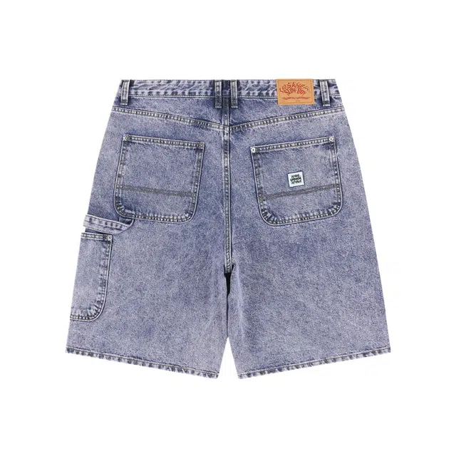 BESLOW COLOR WASHED CARPENTER DENIM SHORTS