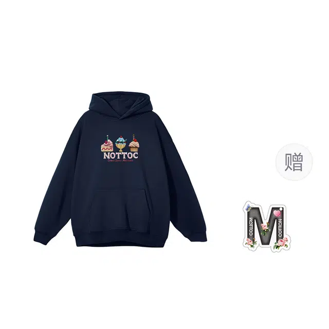 棉购 美式连帽潮流上衣春秋冬加绒加厚学生重磅慵懒风宽松外套卫衣男 女款