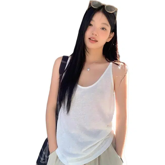 黑恐龙 吊带女外穿美背宽松纯棉慵懒风无袖上衣 背心 女款