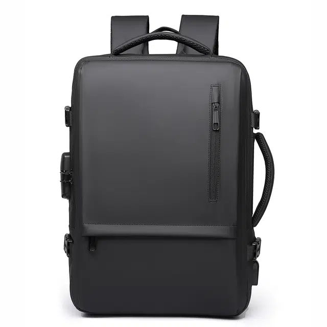 尊梵 潮流高级感时尚背包大容量旅行包可扩容背包 尼龙布 双肩包 男女同款情侣款 黑色/灰色