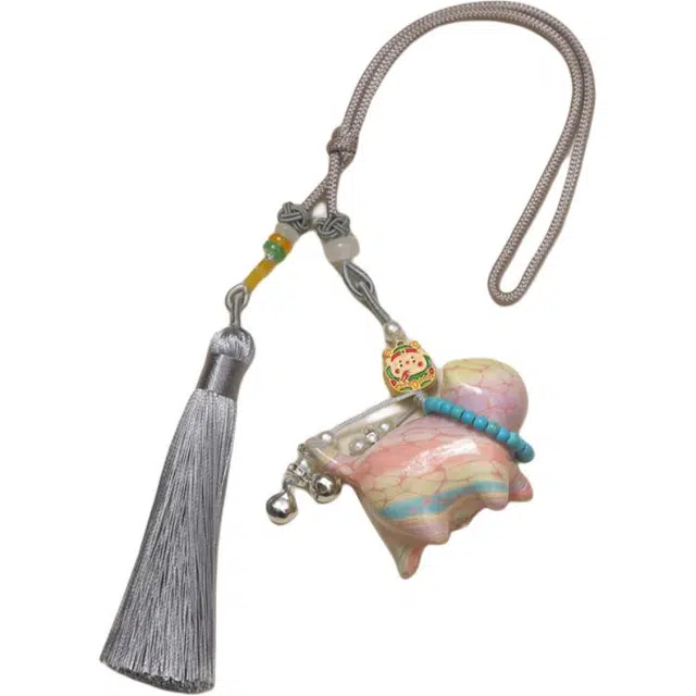 得笙陌 猫咪包包挂随身车挂时来云转好事连连 大漆 挂件 男女同款情侣款