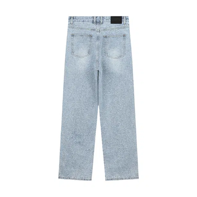 BESLOW DISTRESSED WASHED TAPERED JEANS