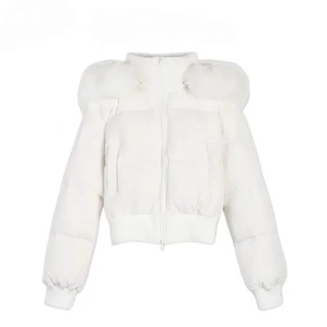 柏黛妃 芬兰雪境毛领连帽收腰百搭时尚棉服 女款