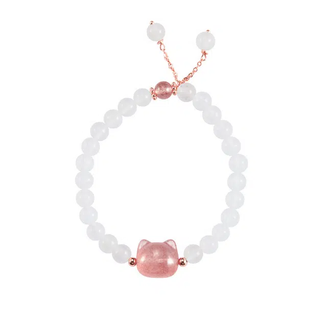 素于 优雅气质百搭显白精致手饰可爱喵咪轻奢高级感在逃公主甜美招财纳福#好运处理 玉髓 手串 男女同款情侣款