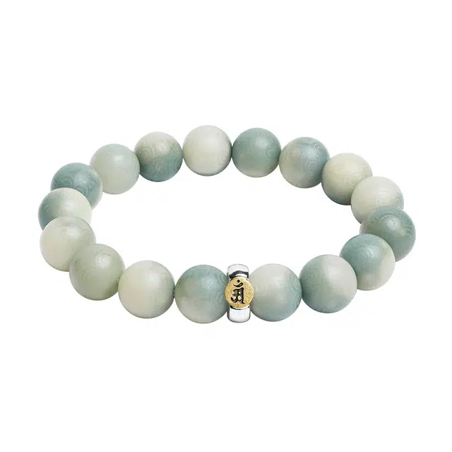 月印百川 渐变绿古风转运念珠文玩 复古禅意中式国潮普贤菩萨设计 日常通勤百搭手饰#好运 菩提根 手串 女款