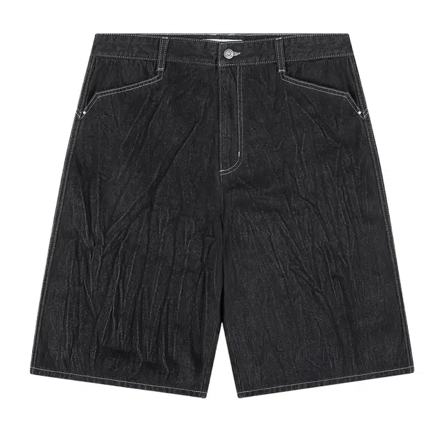 BESLOW CRINKLE DENIM SHORTS