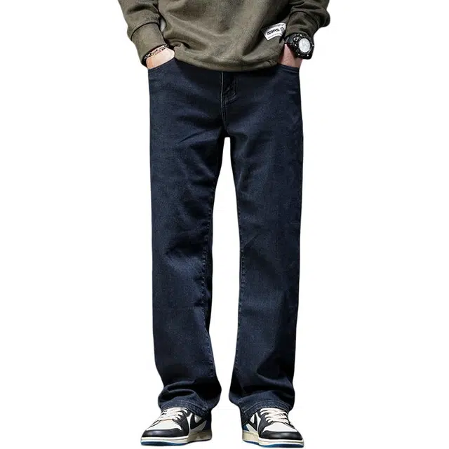 潮人榜 潮人榜秋季窄版直筒裤男士宽松阔腿潮流潮牌垂感弹力休闲长裤原色牛仔裤 男款
