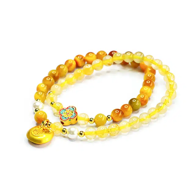 絮物 【万事如意】国潮小众轻奢简约主义时尚百搭气质温柔可爱高级感设计新中式出街神器#好运 金发晶 手串 男女同款情侣款