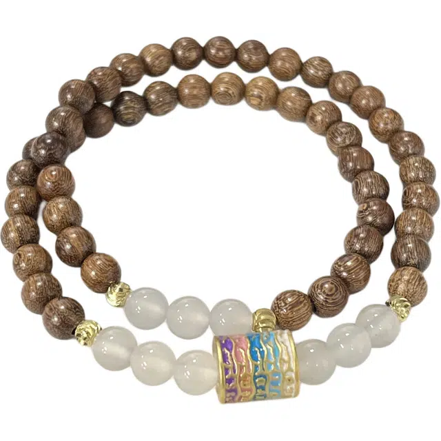 岁月静好 五条经文招财纳福八方来财考研上岸新中式复古国潮精致时尚日常通勤名族风设计感#好运 金丝檀木 手串 男女同款情侣款