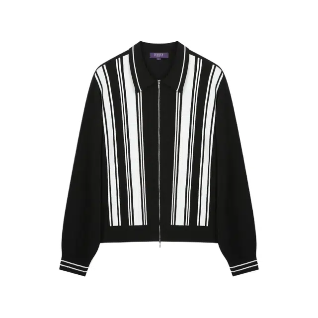 BESLOW POLO STRIPE KNIT ZIP-UP
