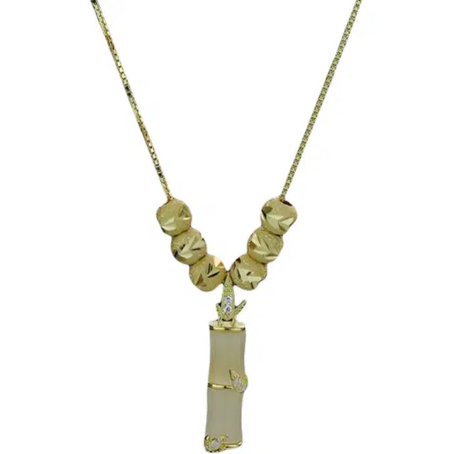 聆听花开 《有你足够》五福竹转运珠新中式宫廷风节节高升吊坠精致轻奢小众设计锁百搭#好运合成/人造 玉髓 项链 女款