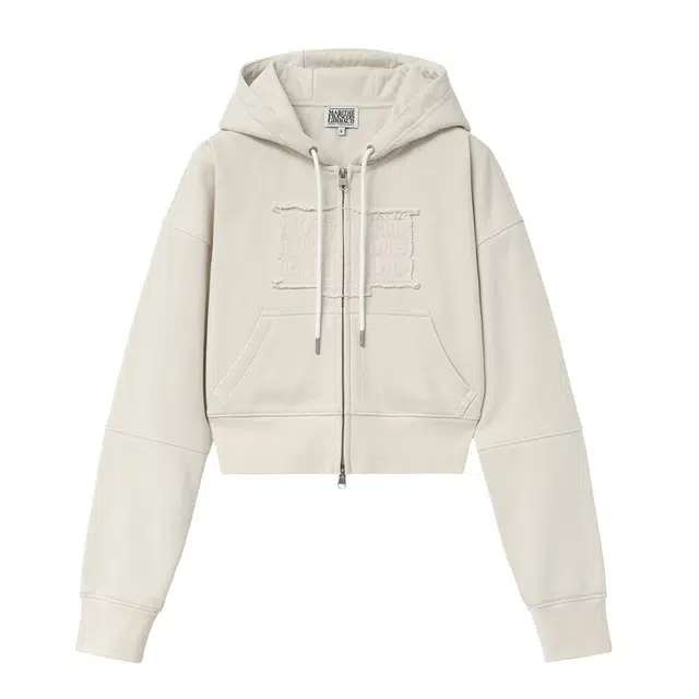 MARITHE FRANCOIS GIRBAUD W CLASSIC LOGO CROP HOODIE ZIPUP