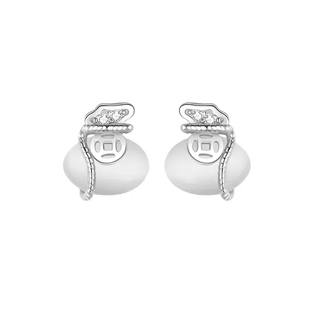 聆听花开 小钱袋 小巧高级感气质 小众设计轻奢#好运合成/人造 玉髓 耳钉 女款