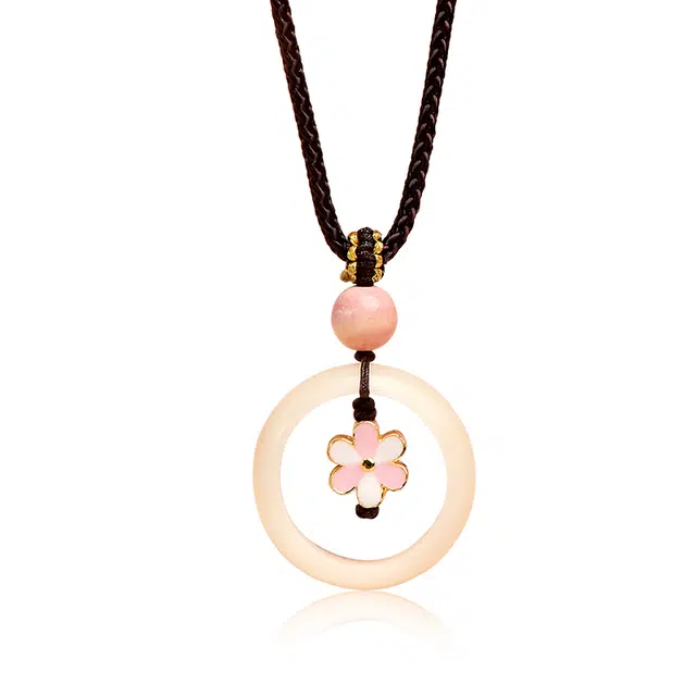 月印百川 繁花似锦几何圆形设计 诸事顺遂好事发生一帆风顺前程似锦#好运 菩提根 项链 男女同款情侣款