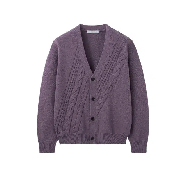 BESLOW DIAGONAL CABLE CARDIGAN LILAC