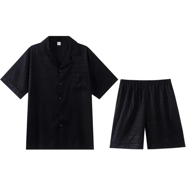 兰缪 男士冰丝夏季薄款短袖短裤青少年休闲家居服睡衣套装 男款