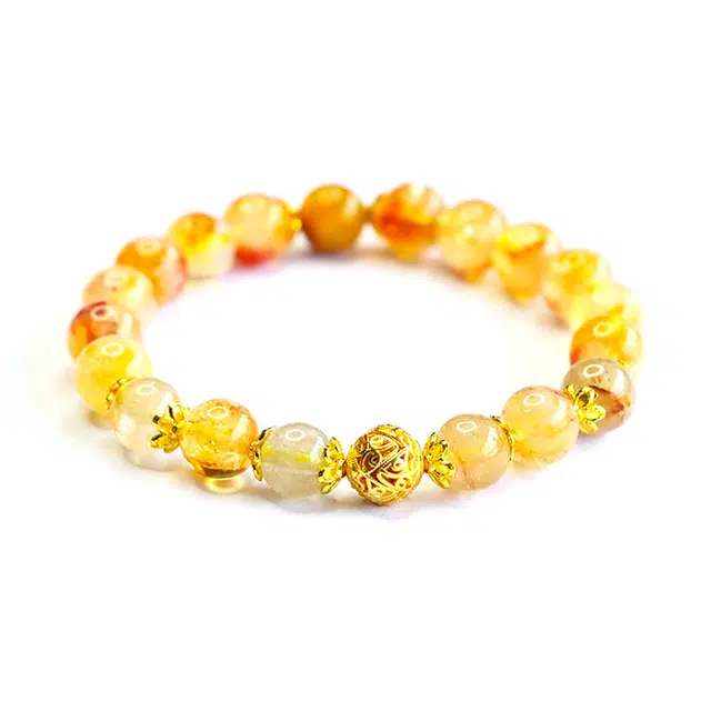 絮物 轻奢高级感新中式国风设计感简约设计温柔气质可爱甜美小众时尚百搭出街神器#好运 金发晶 手串 男女同款情侣款