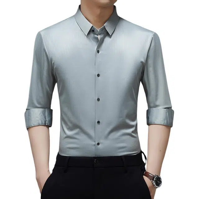 卡丹狄诺 无痕垂顺轻商务休闲百搭经典纯色衬衣男简约舒适亲肤春秋季长袖衬衫 男款