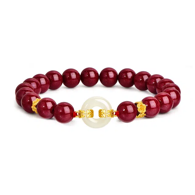 【赠金贴】 金六福吉祥 纯银如意平安扣 本命年转运新中式国潮风典雅玫瑰高级感气质百搭红色显白闺蜜妈妈礼盒#好运 手串 女款