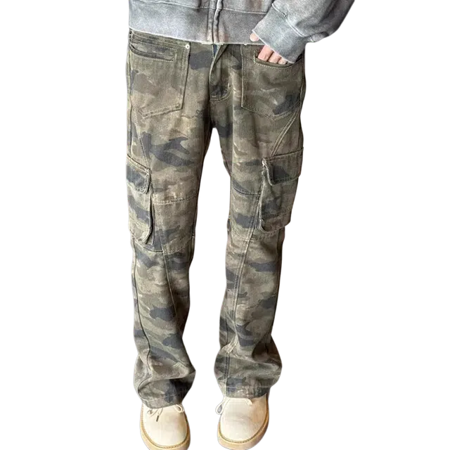 徐百货 大口袋工装美式高街户外运动直筒牛仔裤 男女同款