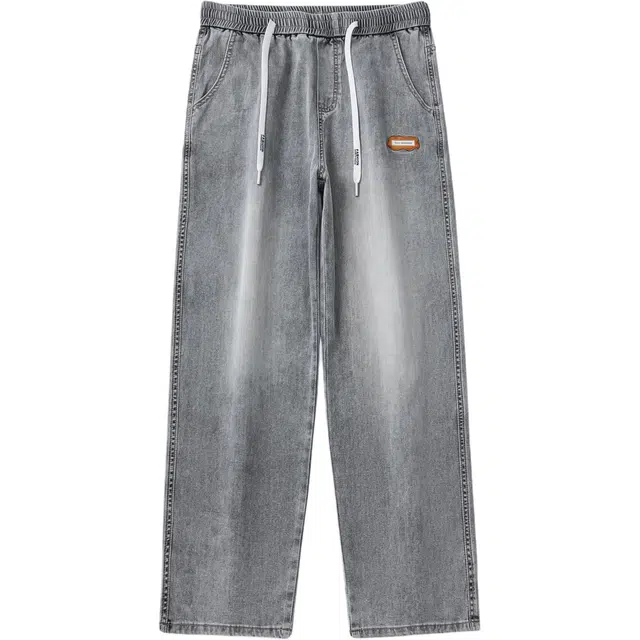 帝狼牛 美式复古高街水洗做旧基础款舒适亲肤透气直筒通勤百搭废土风垂感时尚休闲中腰宽松简约牛仔裤 男女同款