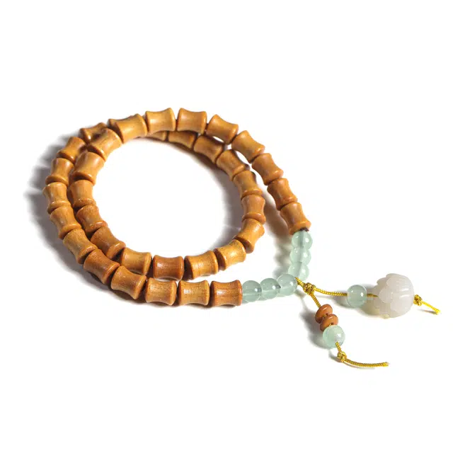 灵晔 新中式国潮平安喜乐诸事顺遂文玩盘玩佛珠念珠转运珠高级感莲花手饰轻奢小众百搭#好运 檀木 手串 男女同款情侣款