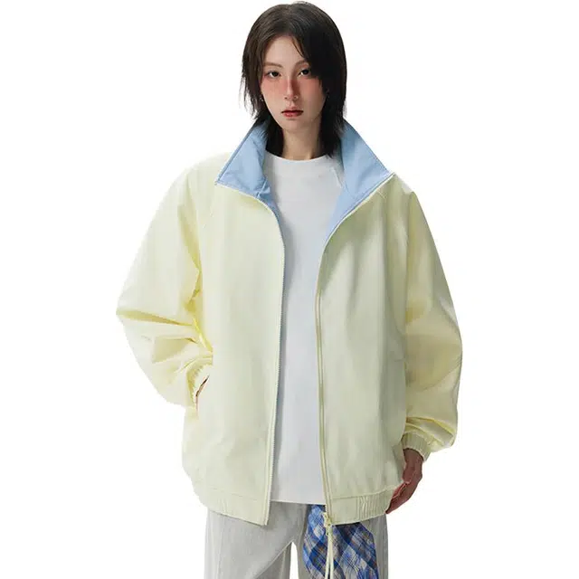 佐菲利 美式复古多巴胺立领休闲痞帅情侣款外套潮夹克 男女同款