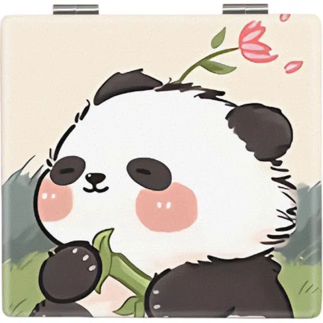 计轩小镜子随身化妆镜家用手持折叠可爱台式女生便携旅行携带熊猫化妆镜