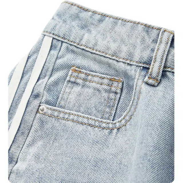 三福 宽松舒适百搭牛仔裤 女款 牛仔浅蓝