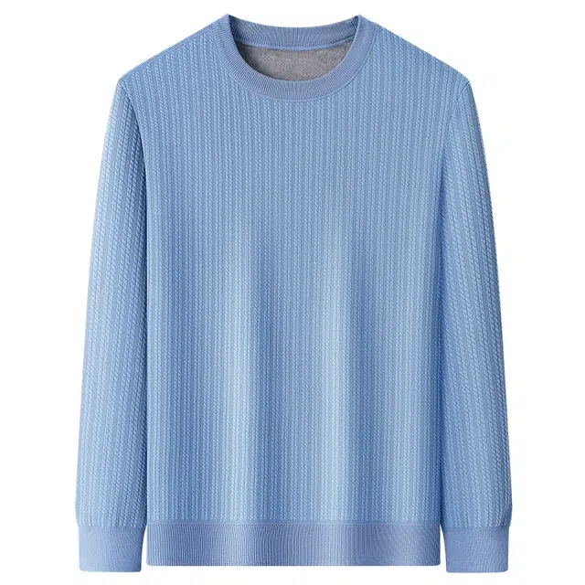 老爷车 加绒加厚秋冬保暖舒适绞花工艺亲肤圆领针织衫 男款