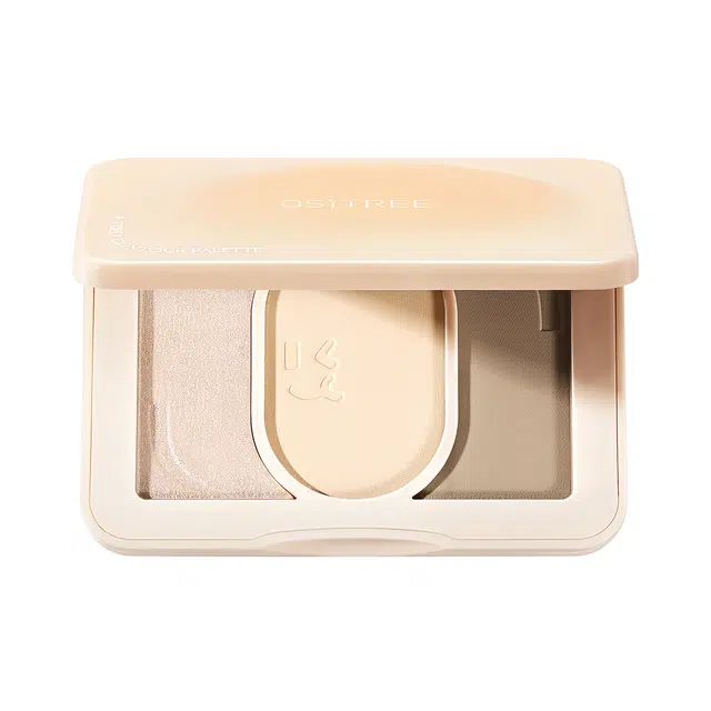 柳丝木 立体精雕光影修容盘 易上色自然修饰轮廓 高光阴影三色一体修容