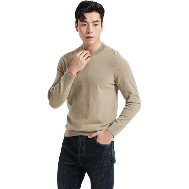 古鲨 简约保暖圆领舒适纯色长袖针织衫 男款