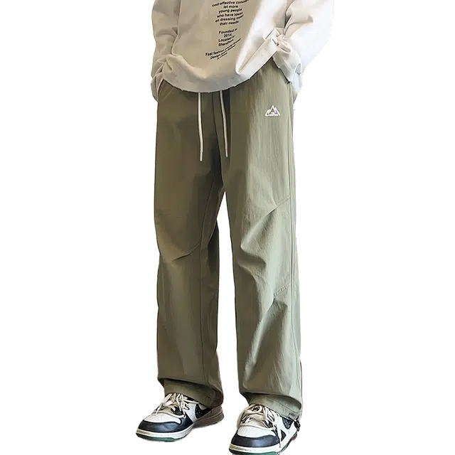 纯团 美式山系防泼水机能直筒束脚裤薄款复古户外防风工装伞兵抽绳长裤宽松休闲裤 男女同款