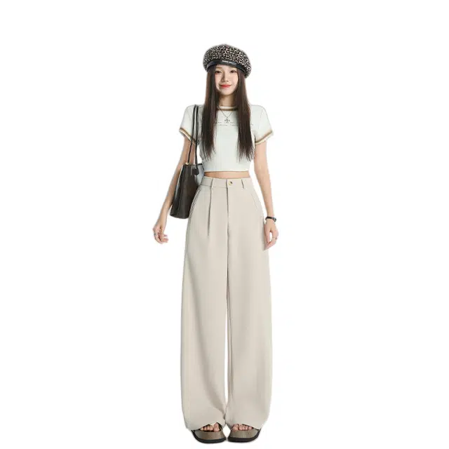 玫丝朵 韩系轻奢超柔宽松阔腿舒适高级高 休闲裤 女款