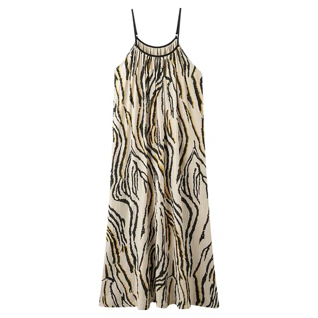 向薇 纯棉吊带背心带胸垫睡衣夏季女士中长款性感大码家居服睡裙 女款