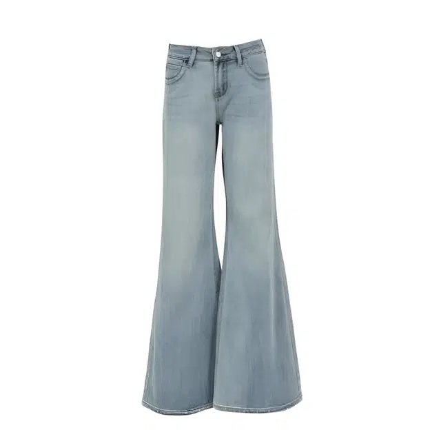 囍鱼少女 微喇裤不贴腿垂感低腰喇叭裤牛仔裤 女款