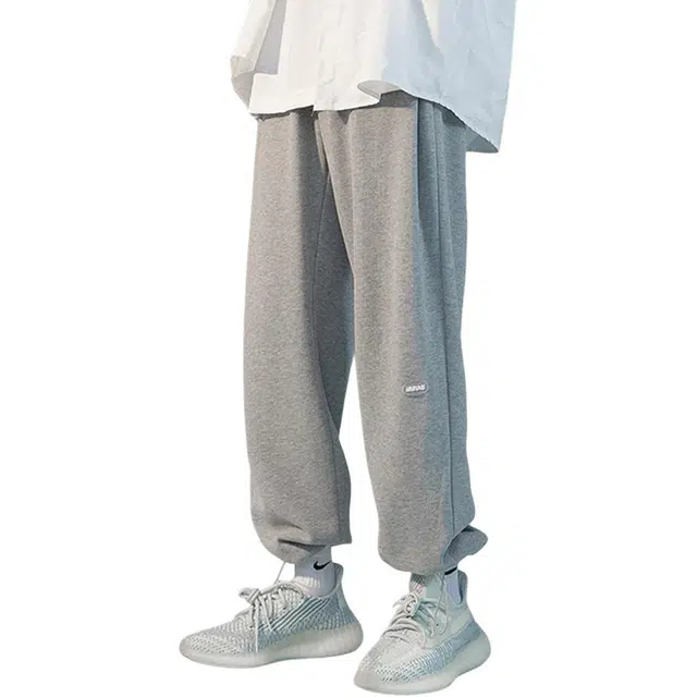 顶峰保罗 纯色重磅卫裤港风百搭阔腿裤高街潮牌宽松直筒抽绳束脚裤子无性别主义休闲裤 男女同款