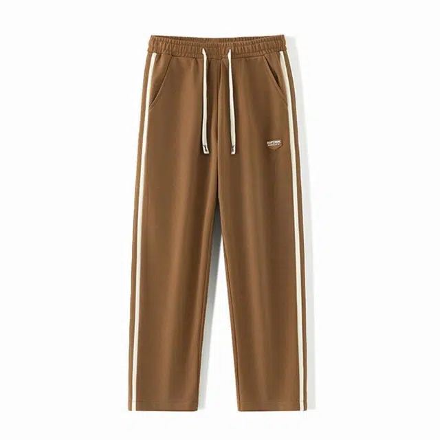 哲源 美式高街复古条纹拼接阔腿潮牌百搭宽松舒适简约垂感运动休闲裤 男女同款