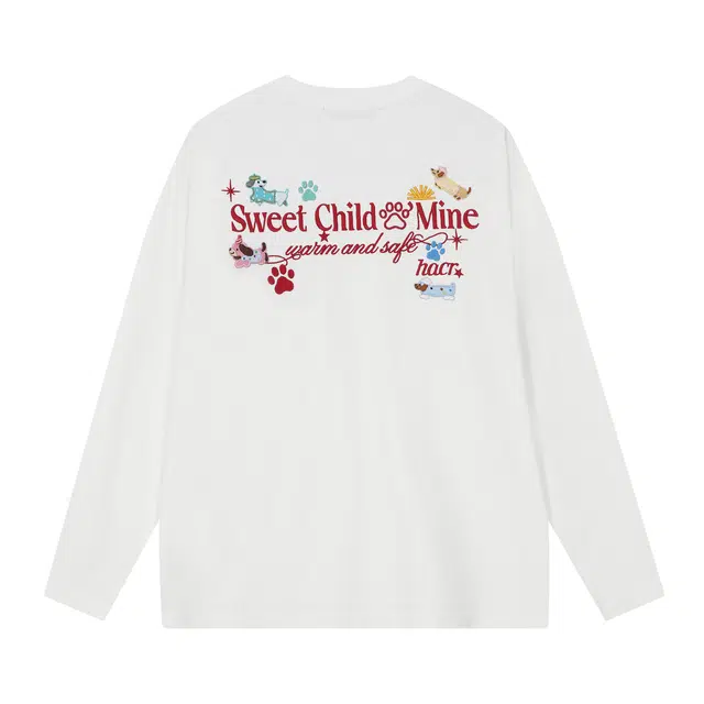 HARSH AND CRUEL Embroidered Puppy Long Sleeve T-Shirt
